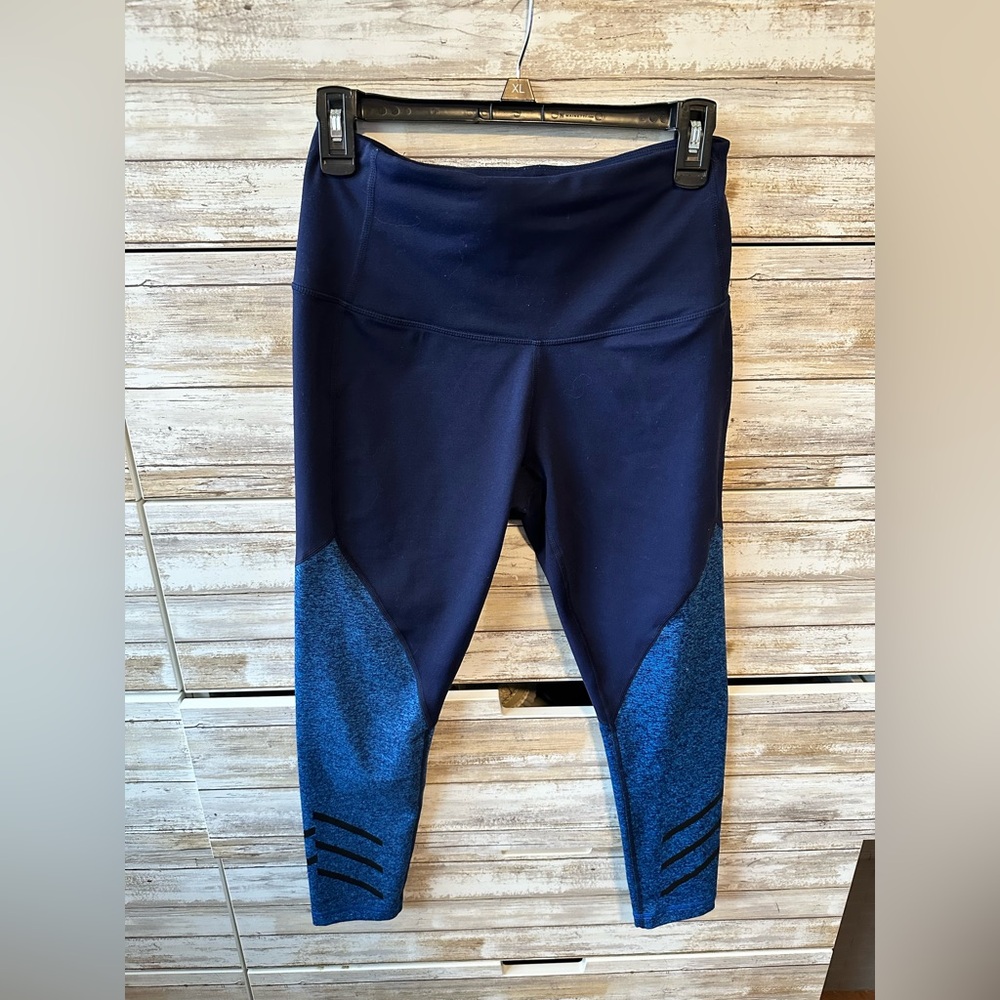 š Zella Two-Tone Cropped Leggings Medium Blue High Rise Athletic